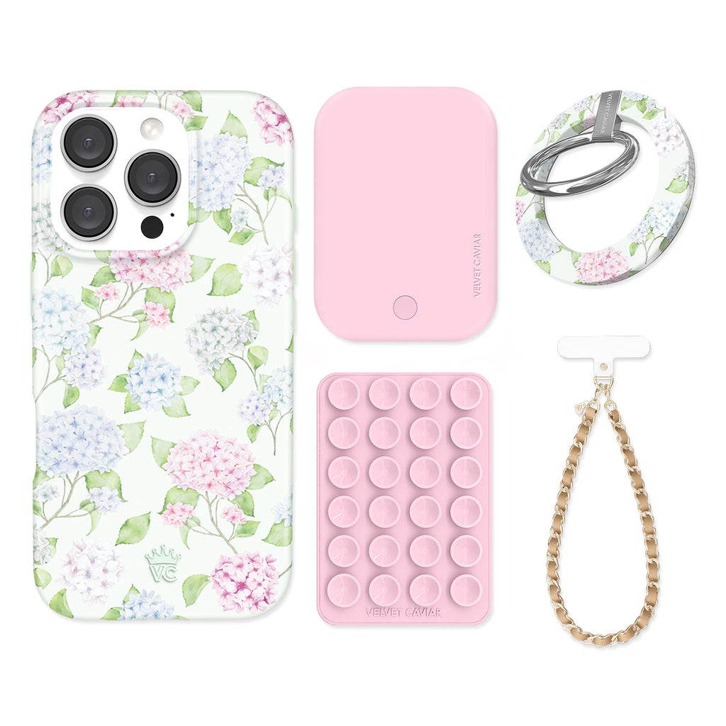 Hydrangea Floral iPhone Bundle Set - Grip