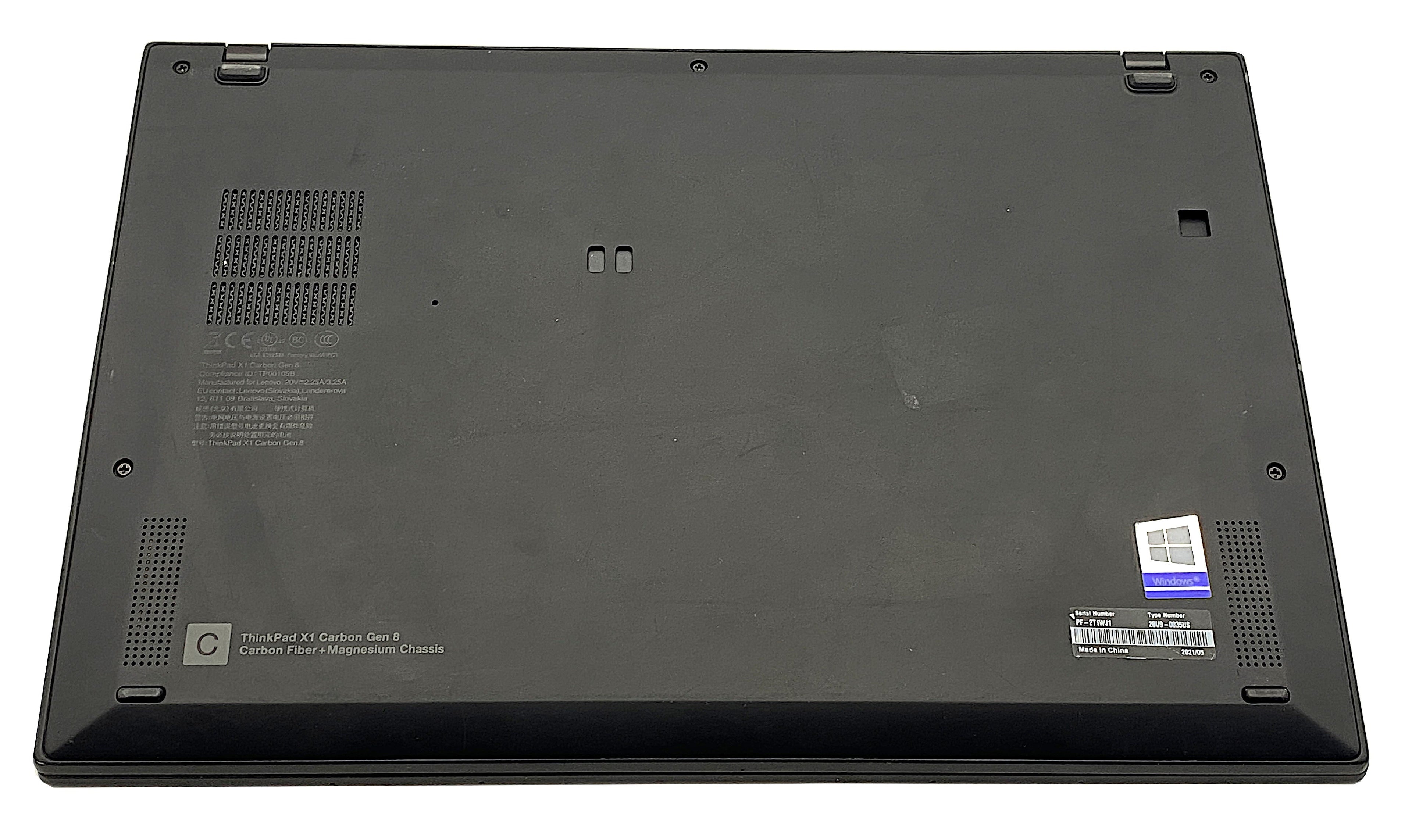 Lenovo X1 Carbon 8th Gen, 14" Core i5 10th Gen, 16GB RAM, 256GB SSD, Windows 11