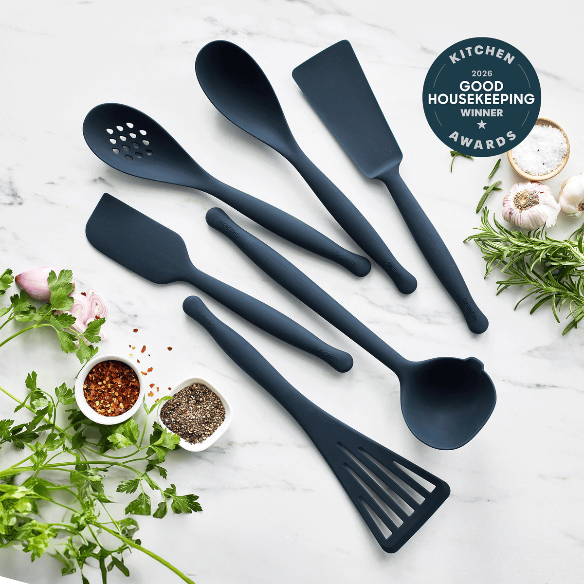 Premiere Silicone 6-Piece Utensil Set | Oxford Blue - Image 2