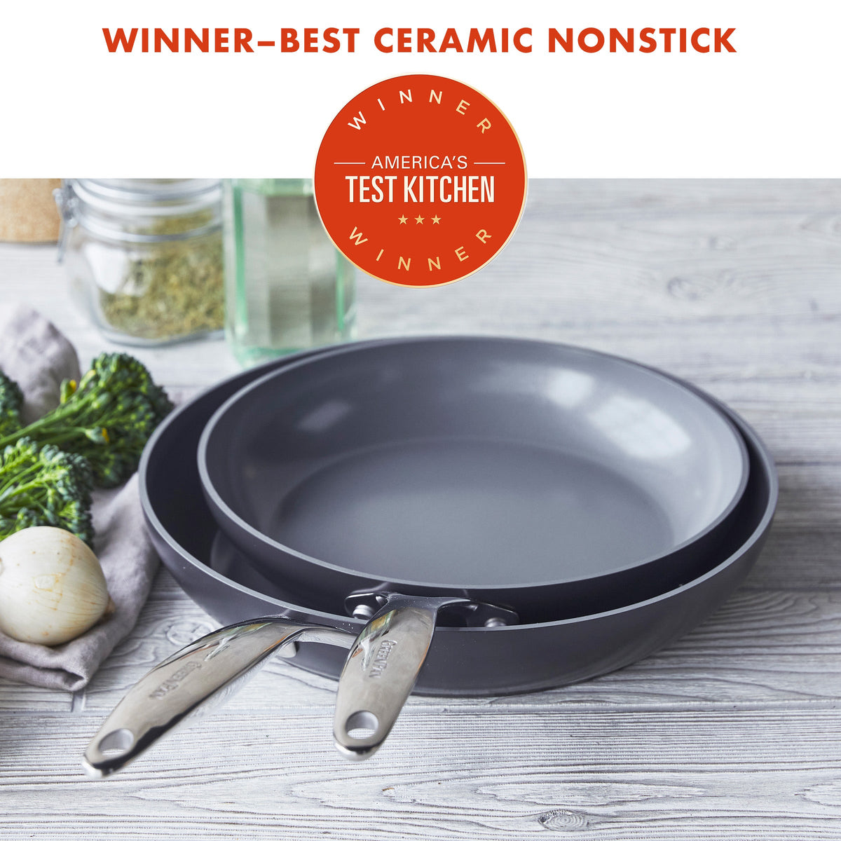 Valencia Pro Ceramic Nonstick 10" and 12" Frypan Set - Image 2