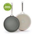 GP5 Colors Ceramic Nonstick 9.5" and 11" Frypan Set with Mirror Handles | Taupe