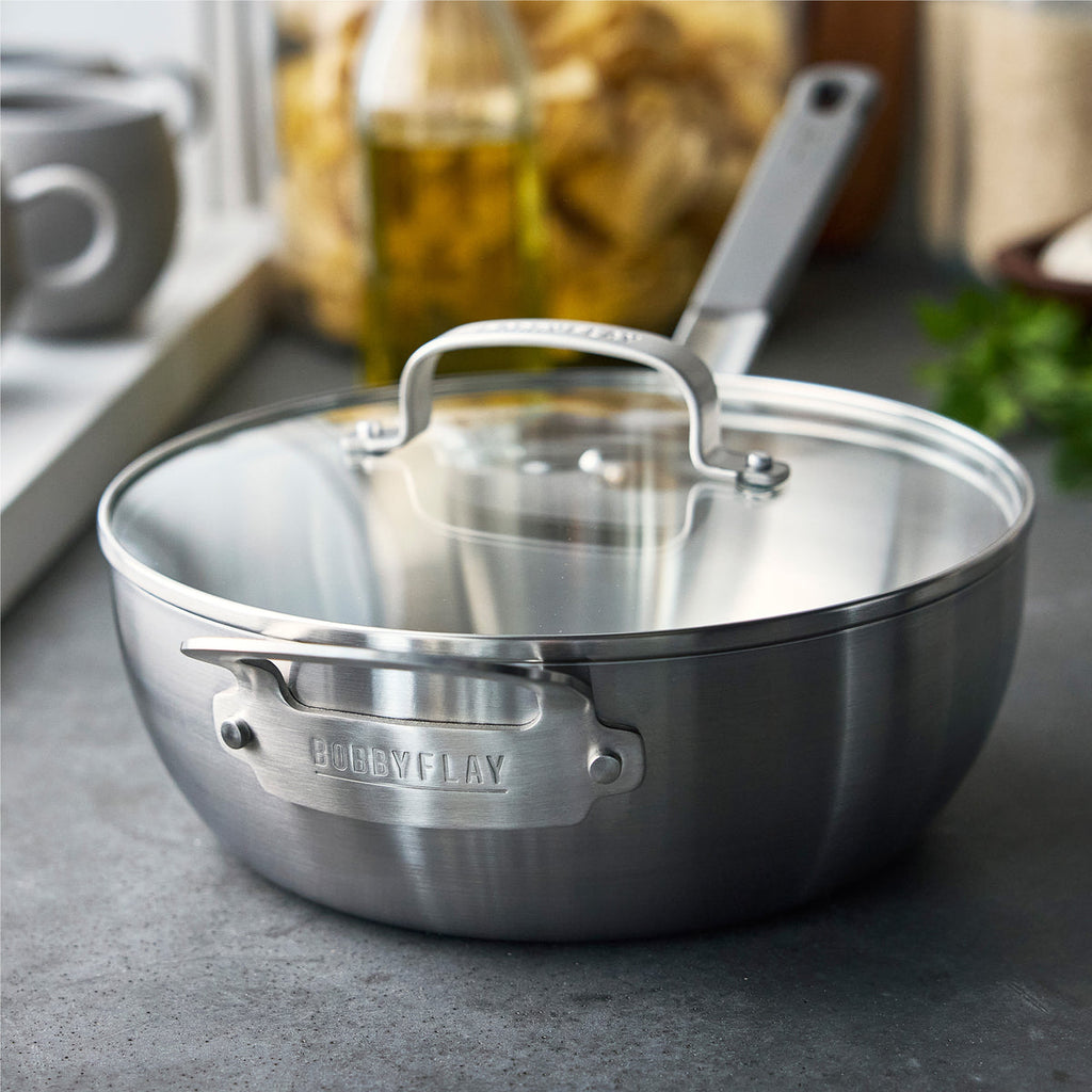 Bobby Flay by GreenPan 3.57-Quart Stainless Steel Chef's Pan with Lid - Image 5