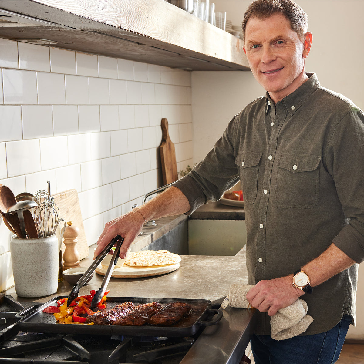 Bobby Flay by GreenPan 9.5" x 16.5" Reversible Cast Iron Grill Griddle - Image 2