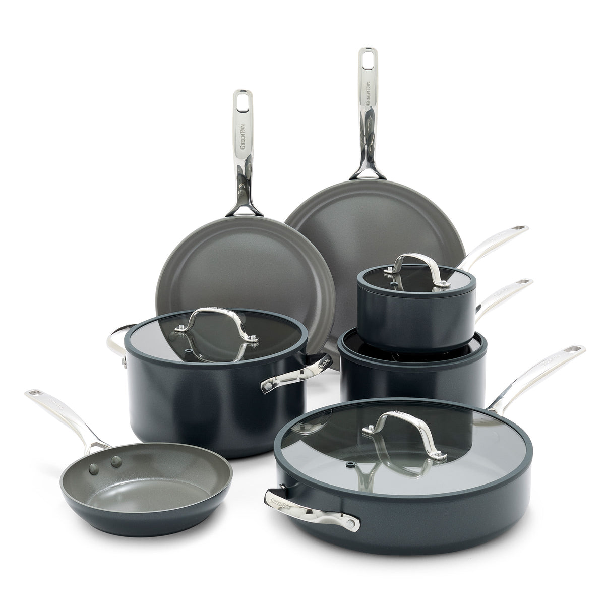 Eras Ceramic Nonstick 11-Piece Cookware Set | Slate