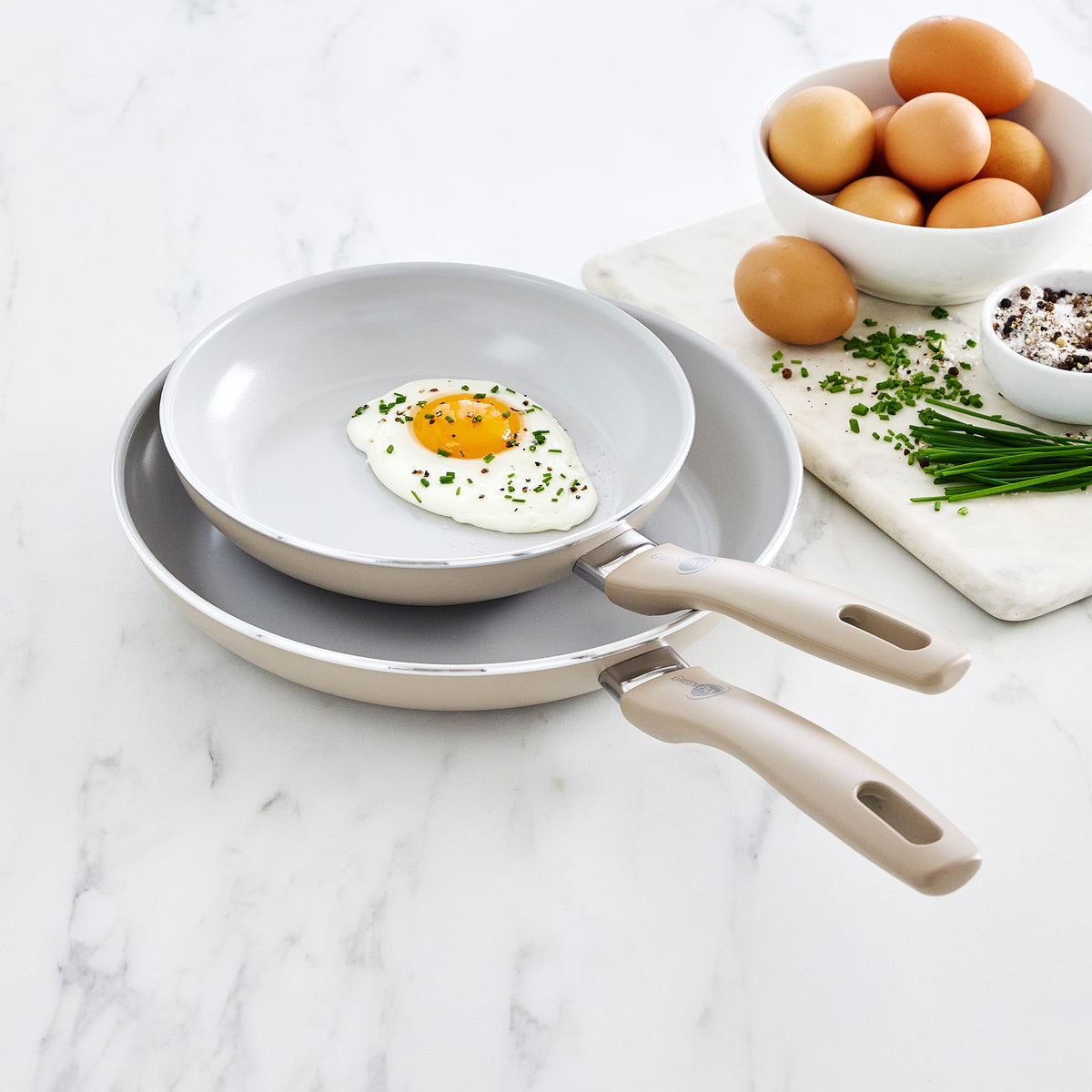 Dover Ceramic Nonstick 8" and 10" Frypan Set | Taupe - Image 6