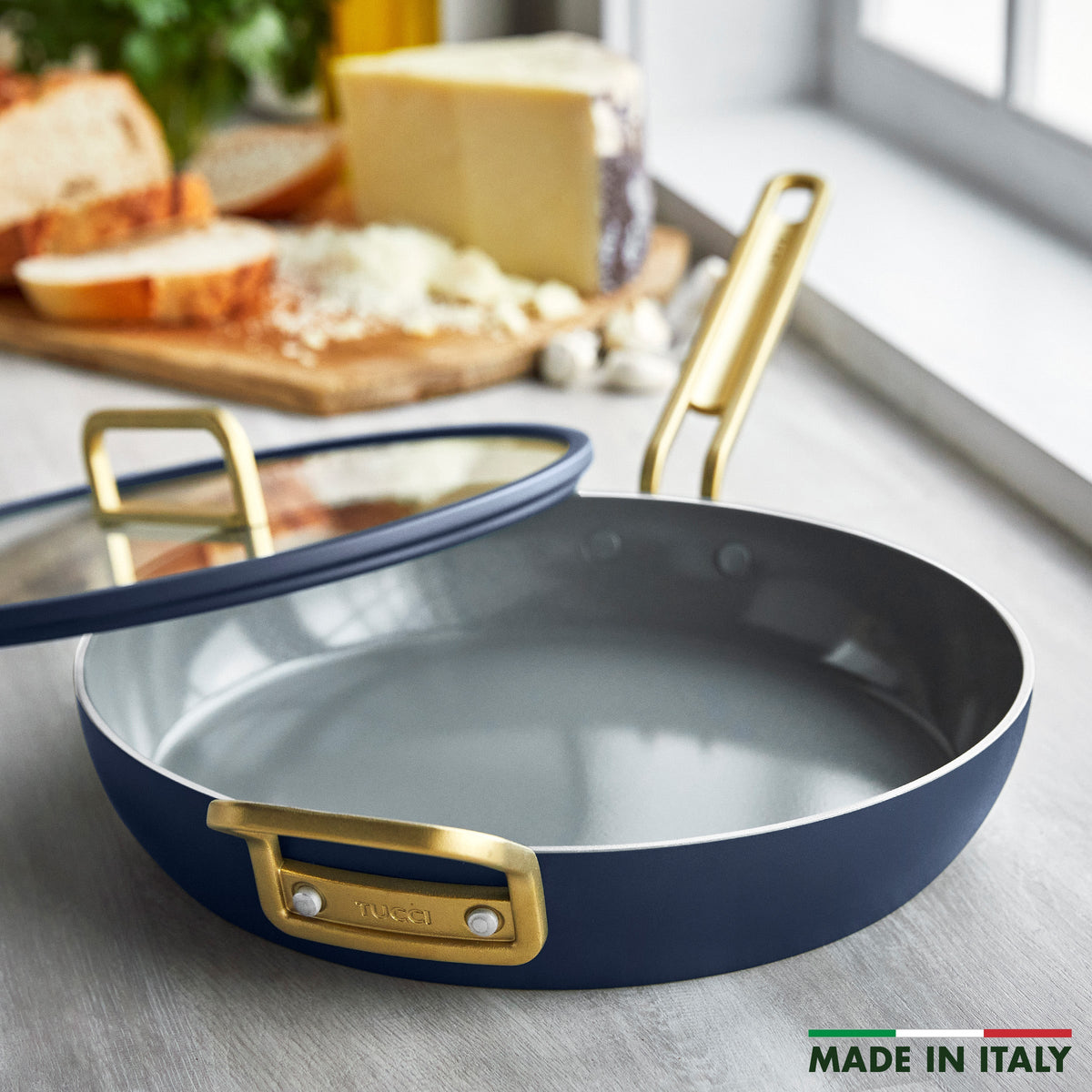 Stanley Tucci™ Ceramic Nonstick 12" Frypan with Lid | Marino Blue - Image 3