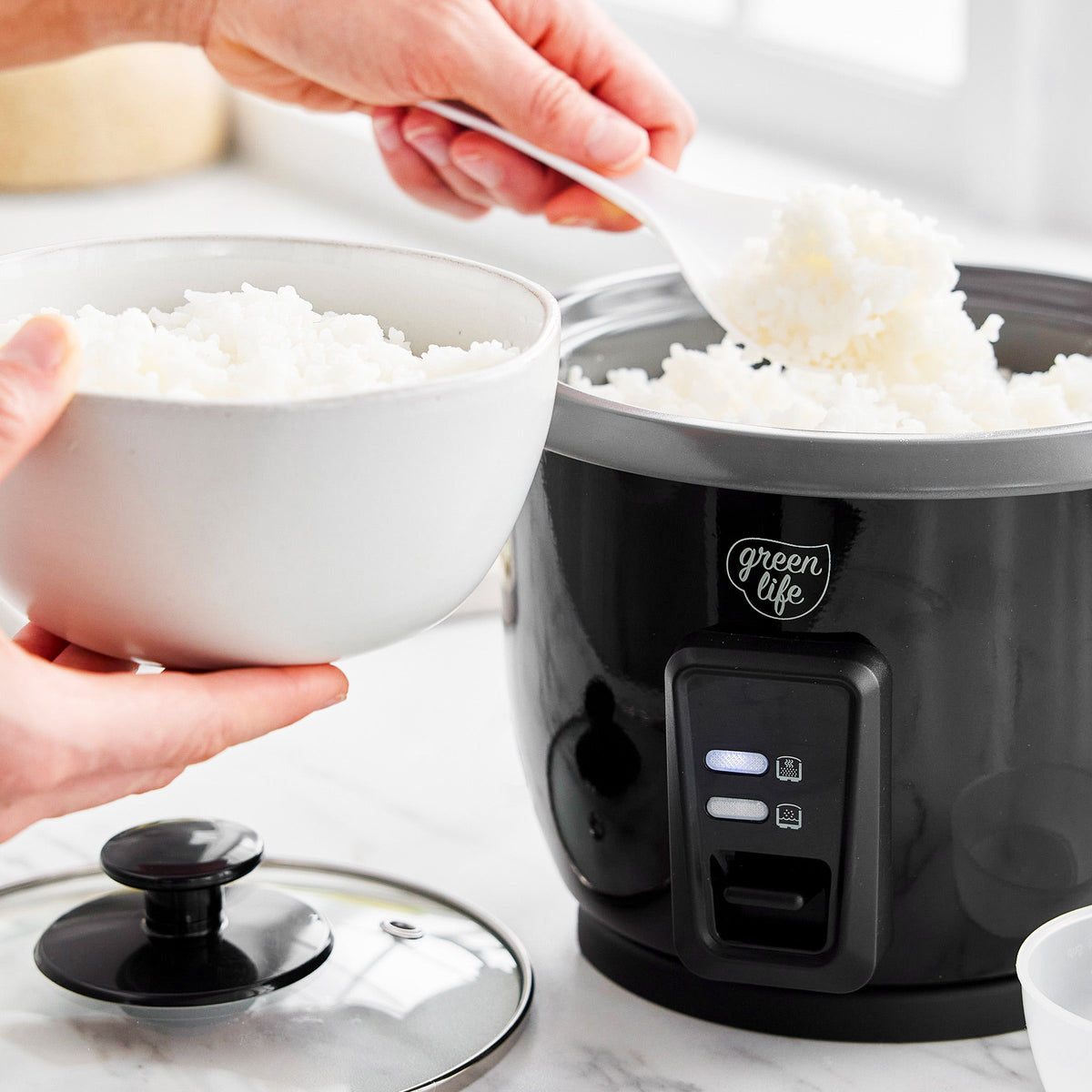 GreenLife 6-Cup Rice Cooker | Black - Image 7