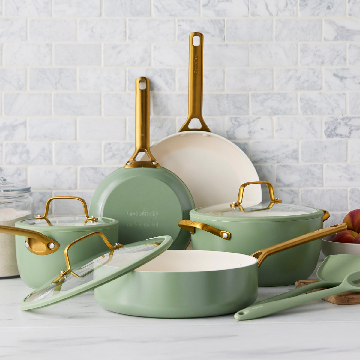 Reserve Pro Ceramic Nonstick 10-Piece Cookware Set | Sage - Image 2