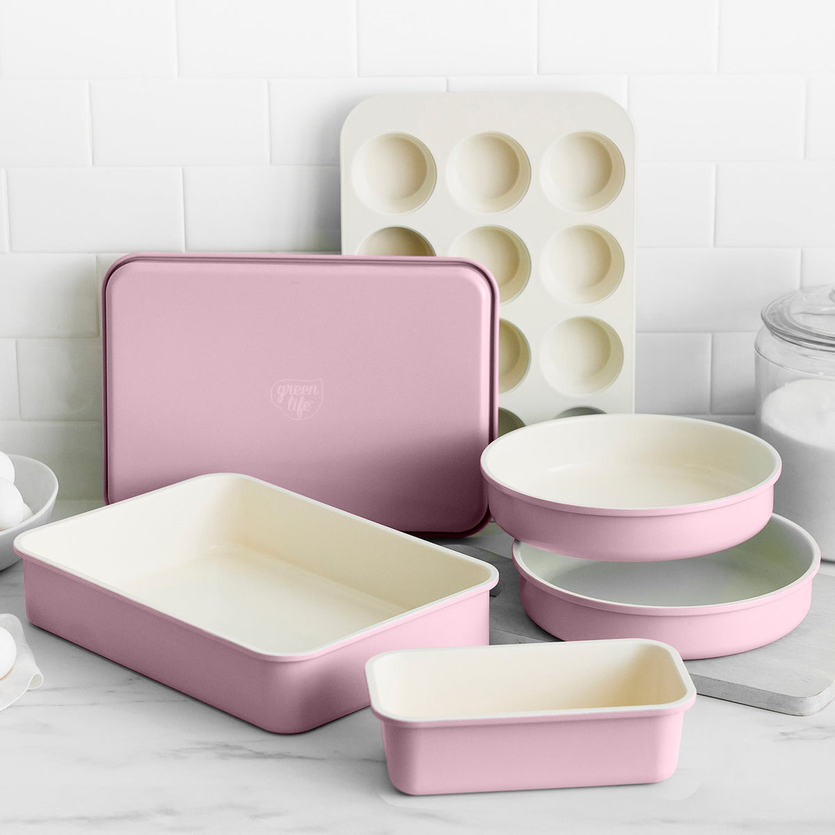 GreenLife Ceramic Nonstick 6-Piece Bakeware Set | Pink - Image 2