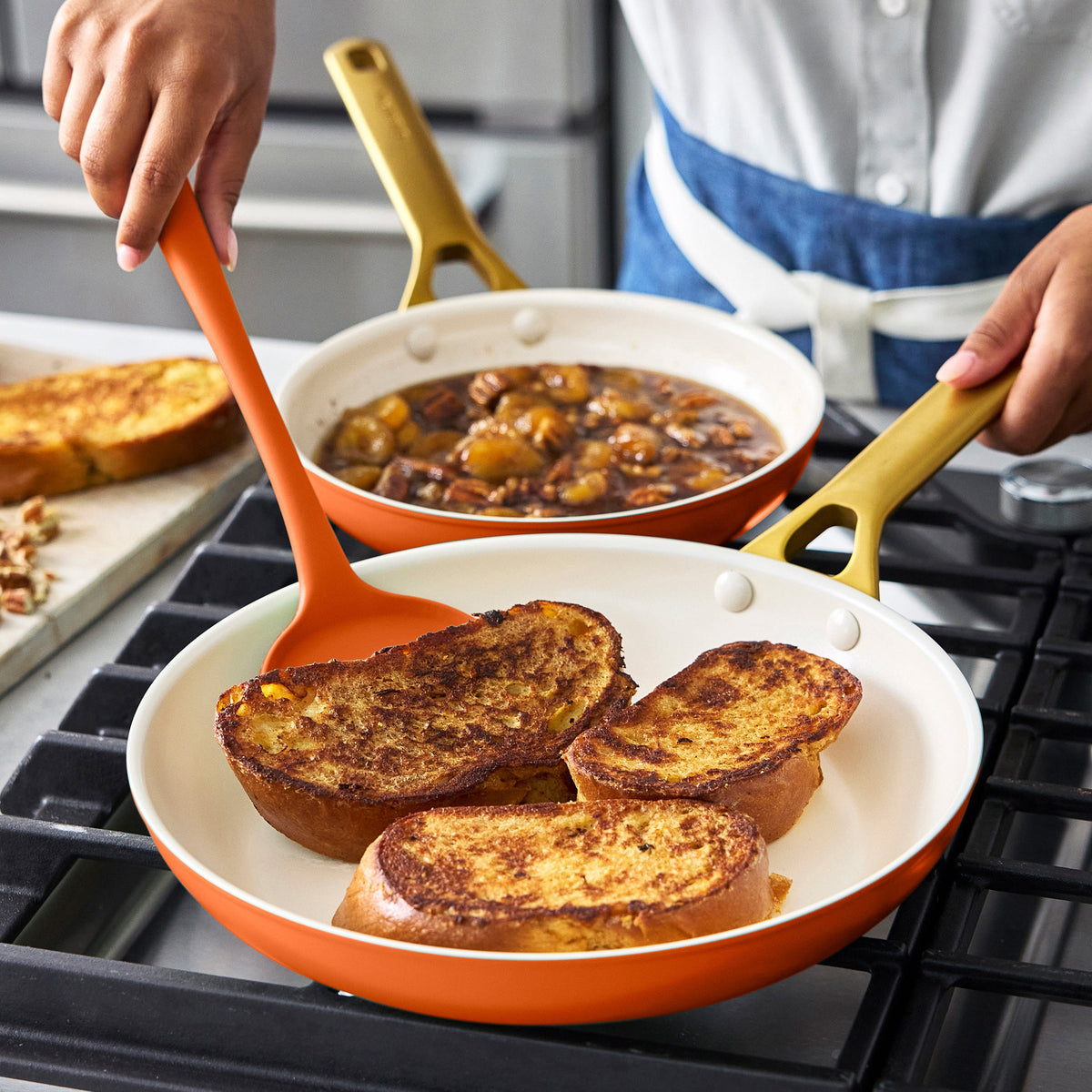 Reserve Pro Ceramic Nonstick 8", 10" and 12" Frypan Set | Harvest - Image 4
