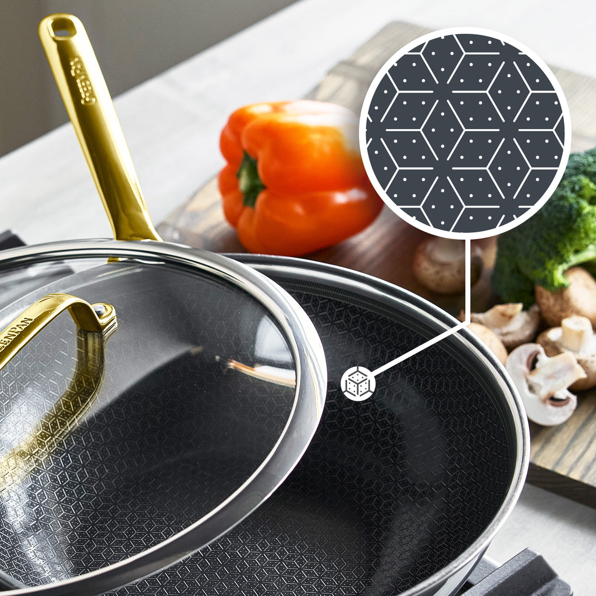 Spectra Gold Thermobond Hybrid Ceramic Nonstick 12" Wok with Lid - Image 2