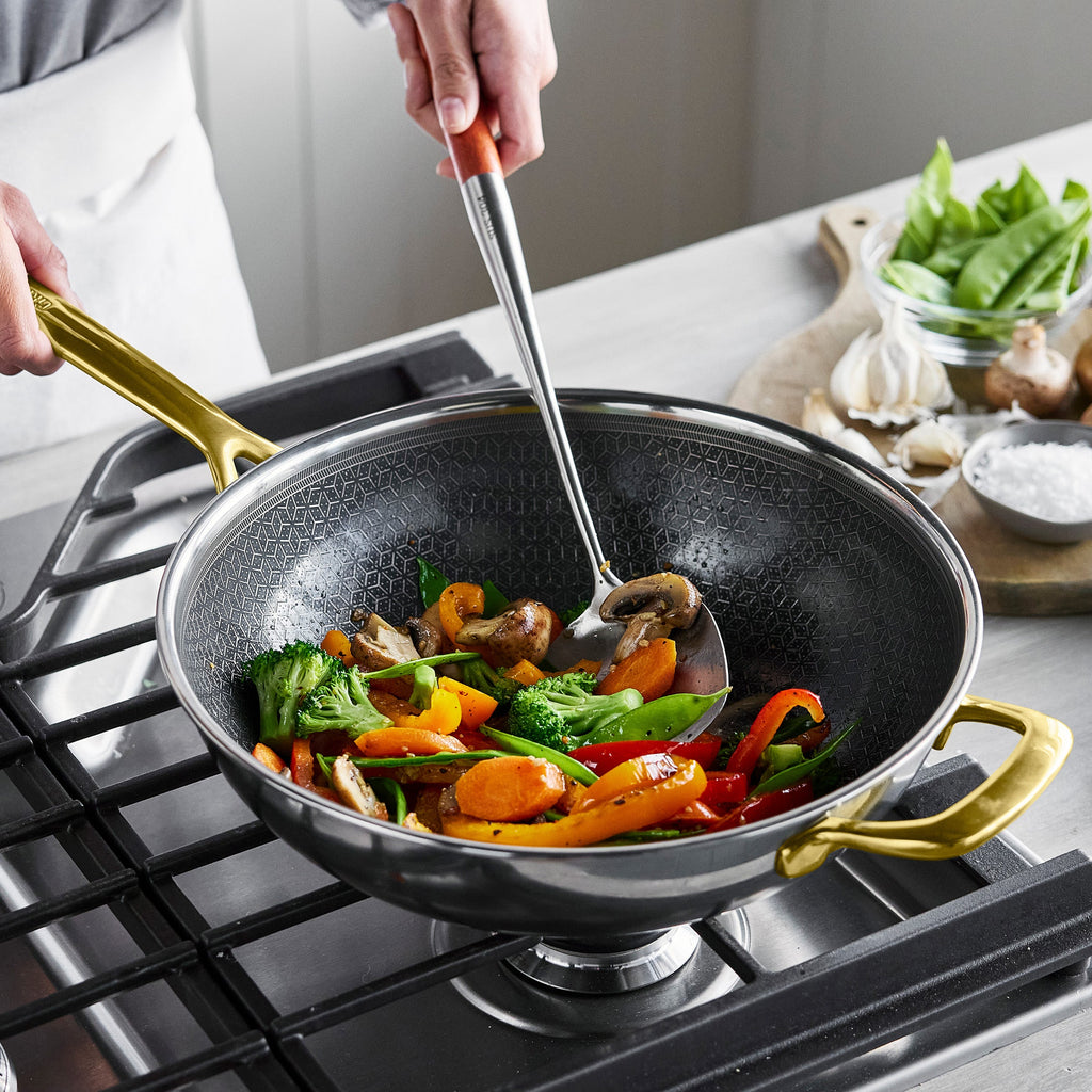 Spectra Gold Thermobond Hybrid Ceramic Nonstick 12" Wok with Lid - Image 5