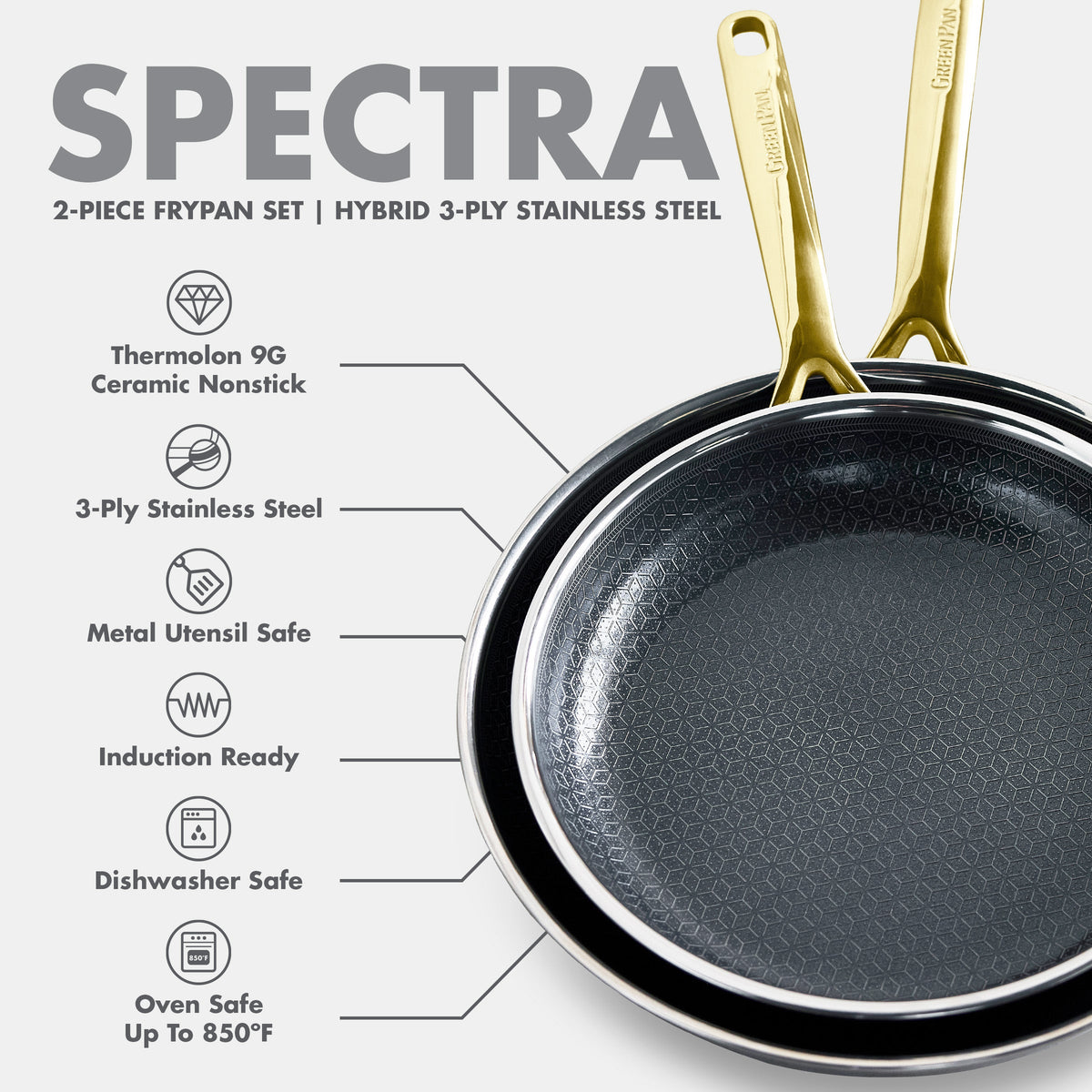 Spectra Gold Thermobond Hybrid Ceramic Nonstick 10" and 12" Frypan Set - Image 13