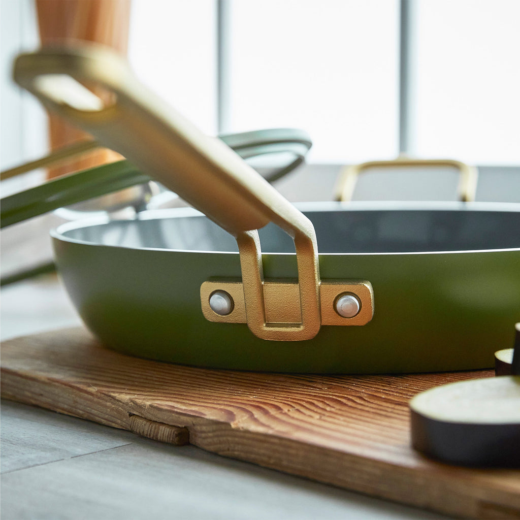 Stanley Tucci™ Ceramic Nonstick 12" Frypan with Lid | Tuscan Olive - Image 6
