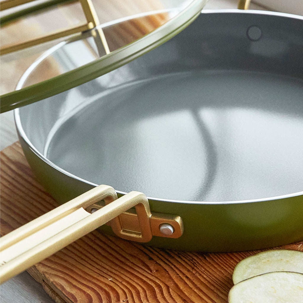 Stanley Tucci™ Ceramic Nonstick 12" Frypan with Lid | Tuscan Olive - Image 8