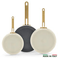 Stanley Tucci™ Ceramic Nonstick 8", 10" and 12" Frypan Set | Carrara White