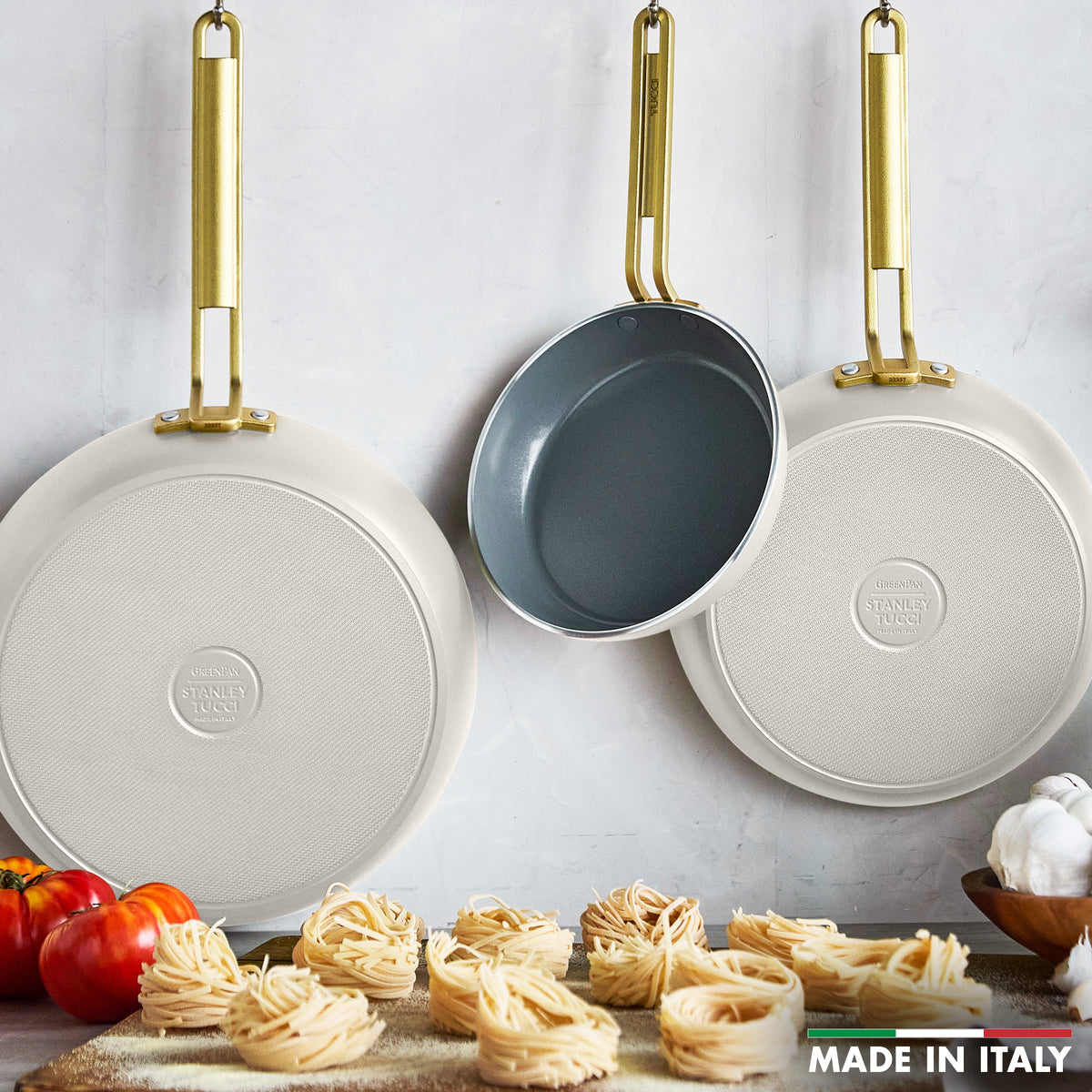 Stanley Tucci™ Ceramic Nonstick 8", 10" and 12" Frypan Set | Carrara White - Image 3