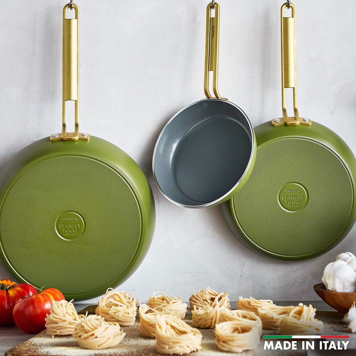 Stanley Tucci™ Ceramic Nonstick 8", 10" and 12" Frypan Set | Tuscan Olive - Image 3