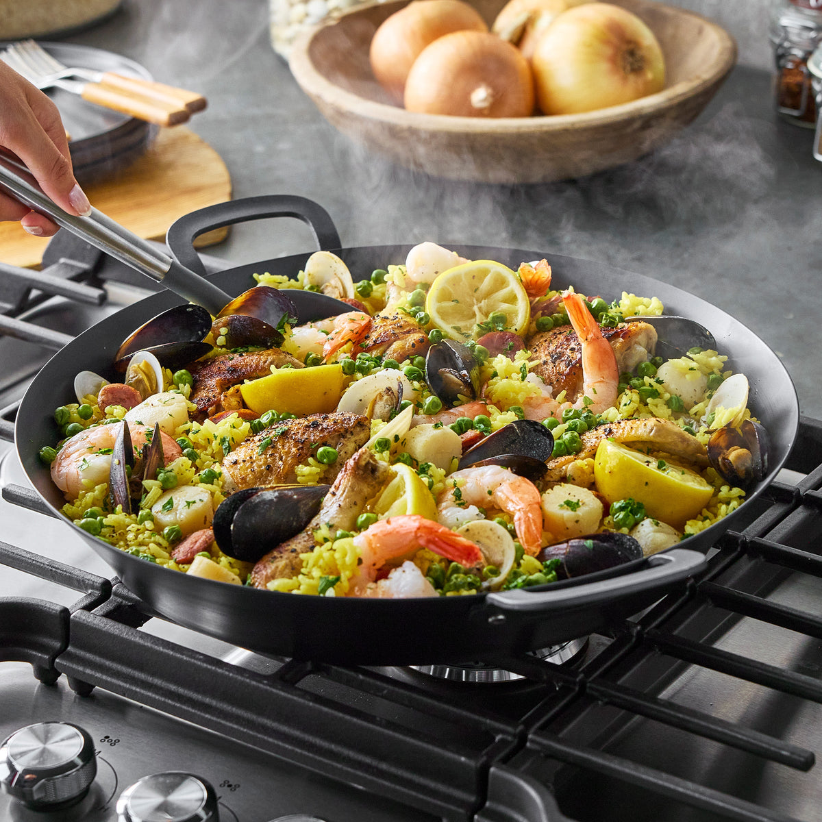 Bobby Flay by GreenPan 15" Carbon Steel Paella Pan - Image 5