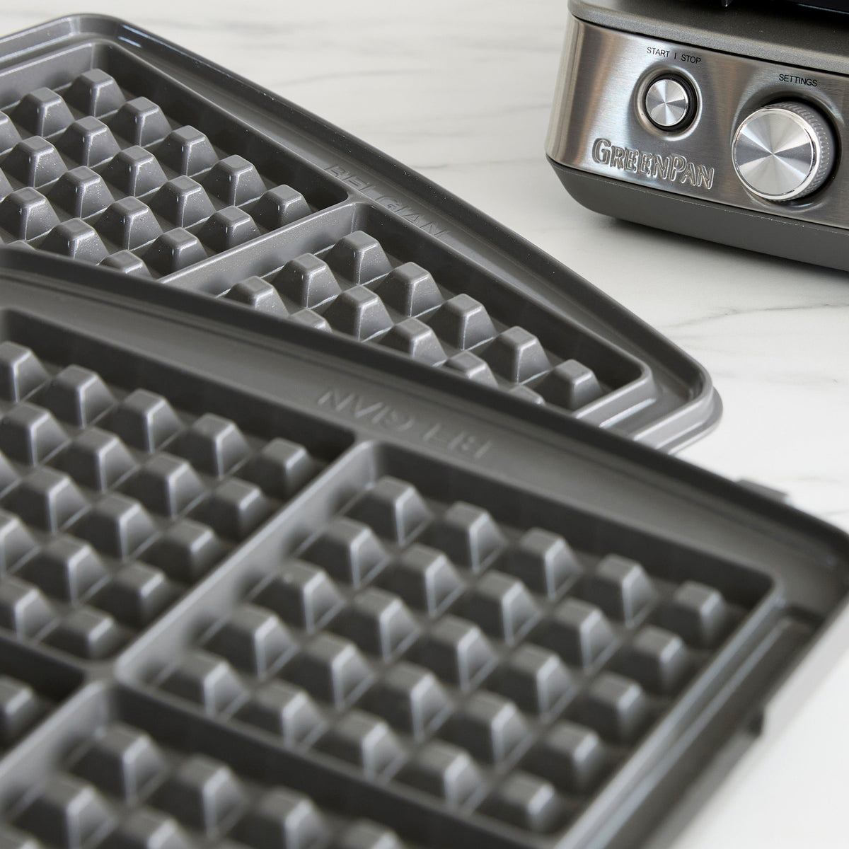 Elite Ceramic Nonstick 4-Square Waffle Maker | Premiere Stainless Steel - Image 4