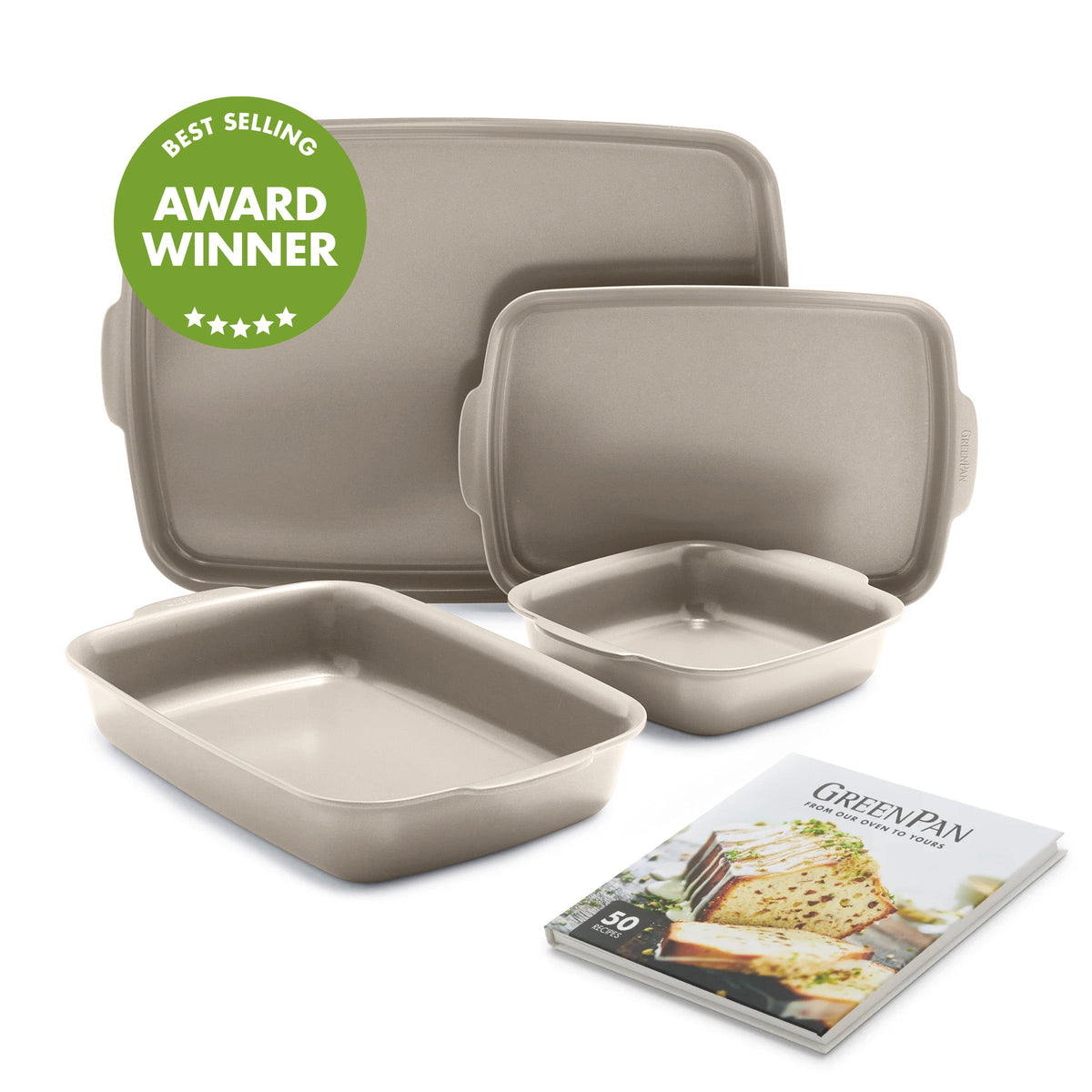 Premiere Ovenware Ceramic Nonstick 4-Piece Set | Taupe