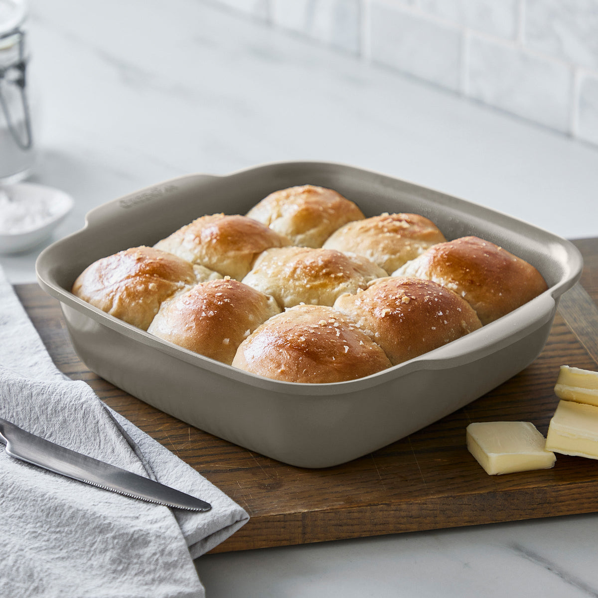 Premiere Ovenware Ceramic Nonstick 8" x 8" Square Baker | Taupe - Image 3