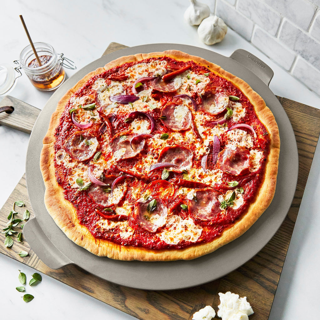 Premiere Ovenware 16.5" Round Pizza Baker | Taupe - Image 3