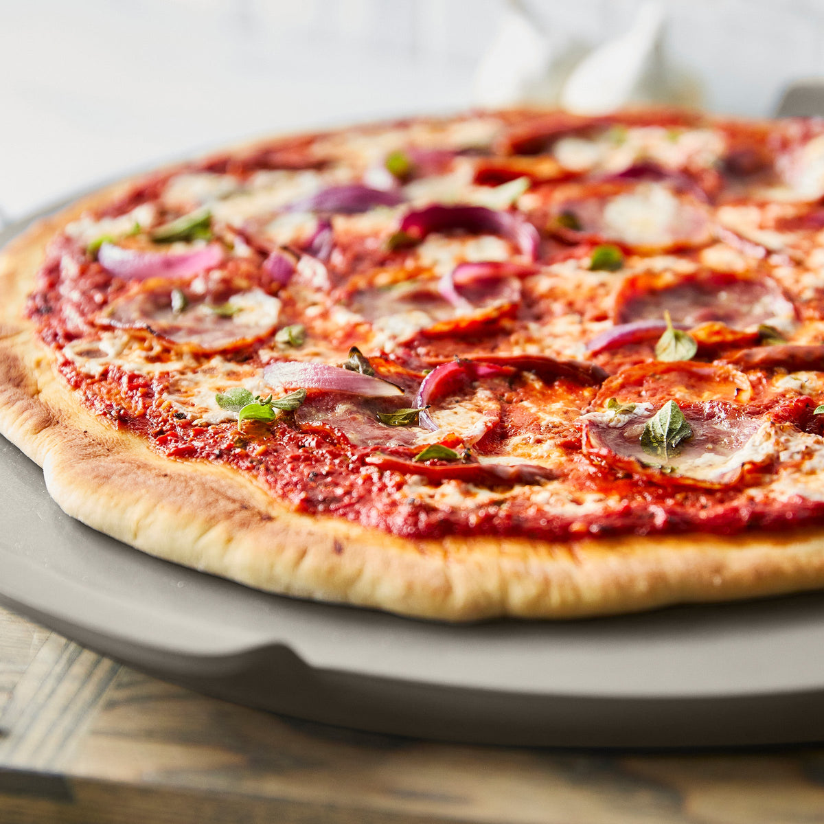 Premiere Ovenware 16.5" Round Pizza Baker | Taupe - Image 5