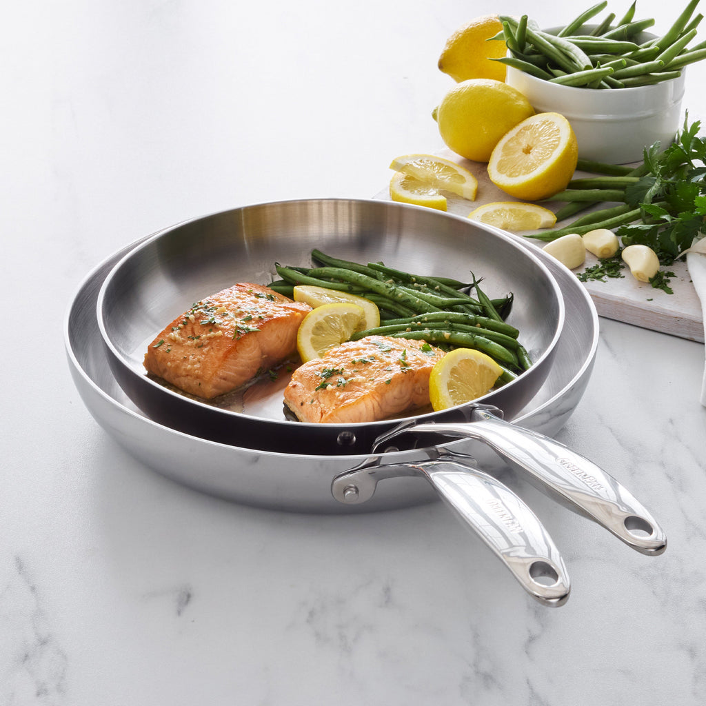 Valencia Pro Stainless Steel Uncoated 10" and 12" Frypan Set - Image 3