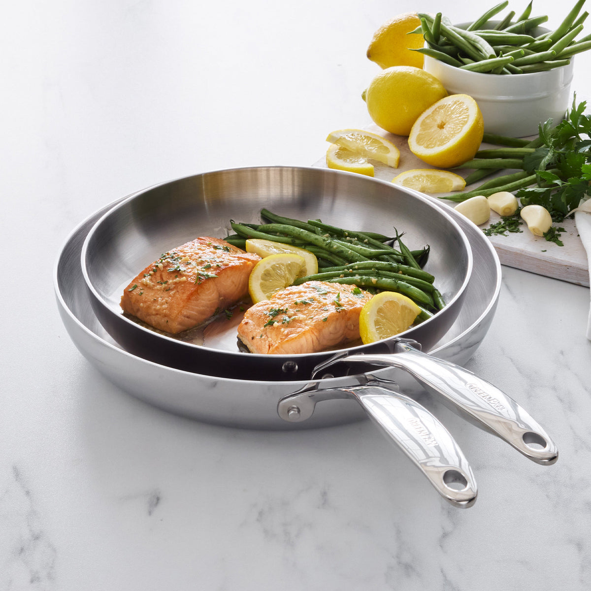 Valencia Pro Stainless Steel Uncoated 10" and 12" Frypan Set - Image 3