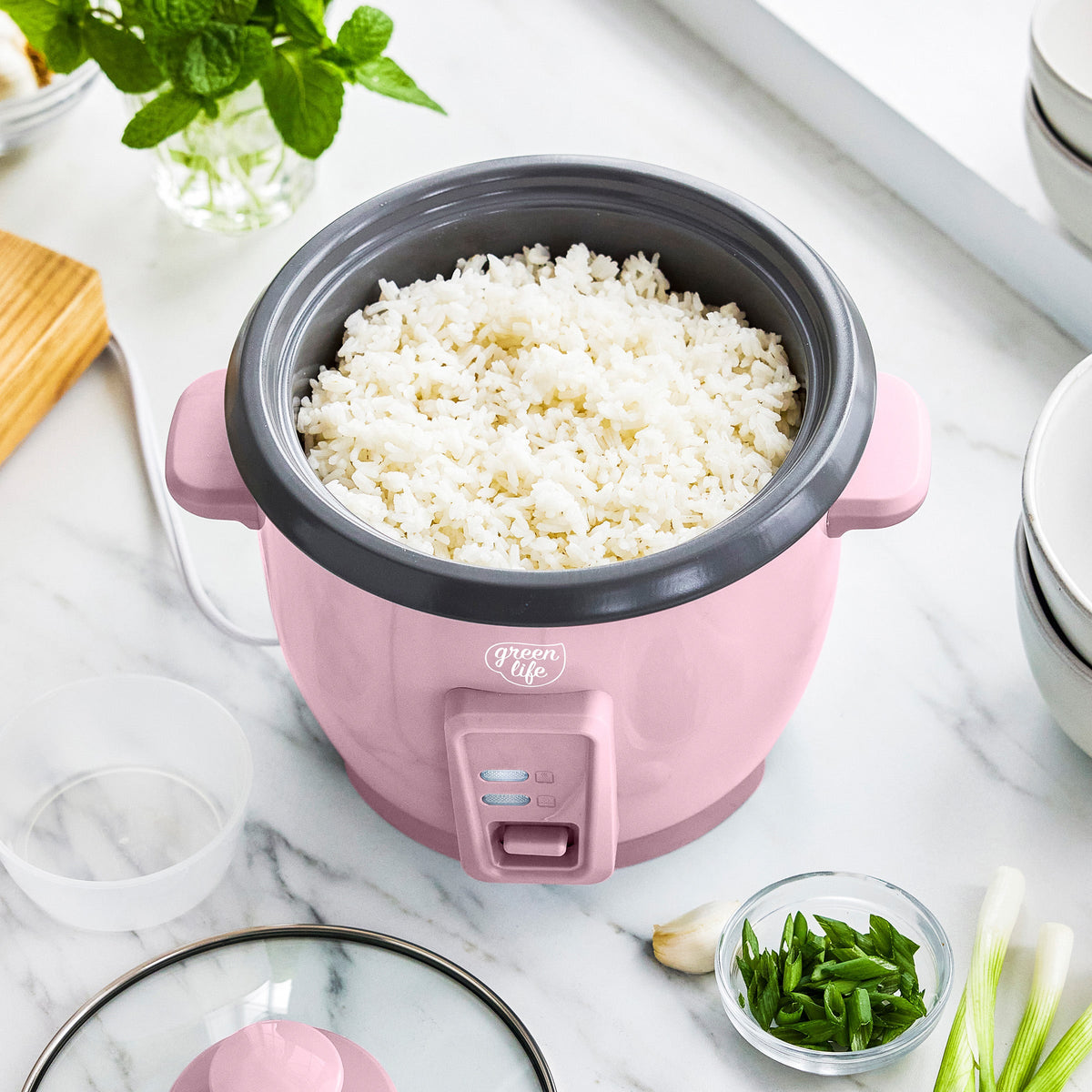 GreenLife 6-Cup Rice Cooker | Pink - Image 3