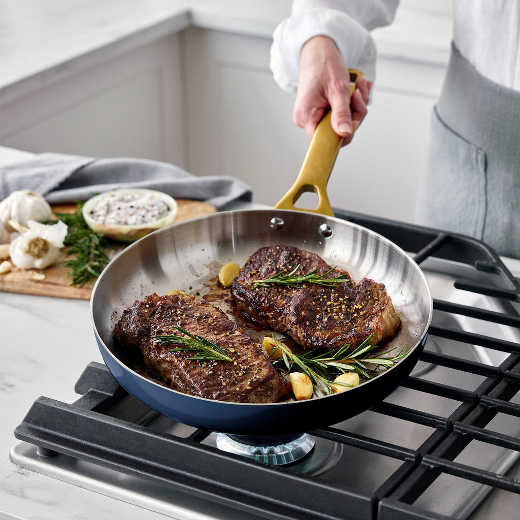 Reserve Pro Uncoated Stainless Steel 10" and 12" Frypan Set | Twilight - Image 4