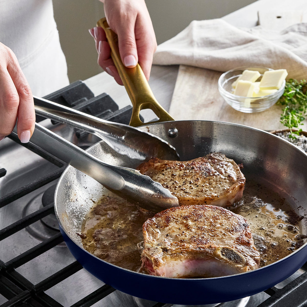 Reserve Pro Uncoated Stainless Steel 10" and 12" Frypan Set | Twilight - Image 6