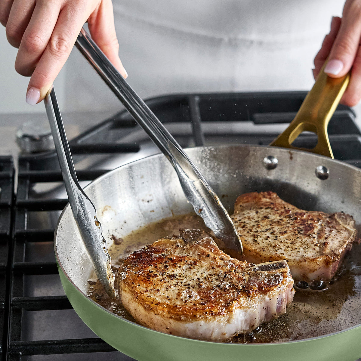 Reserve Pro Uncoated Stainless Steel 10" and 12" Frypan Set | Sage - Image 6