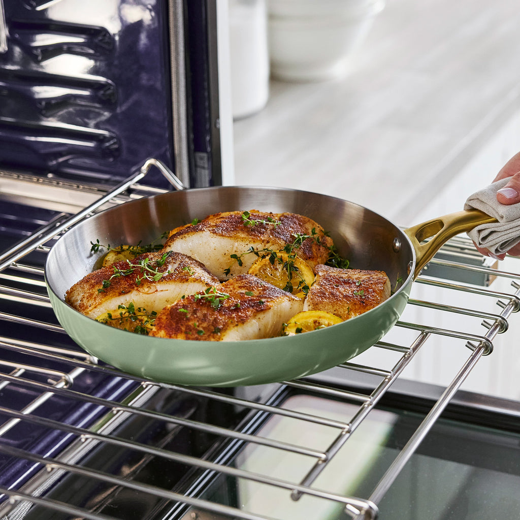 Reserve Pro Uncoated Stainless Steel 10" and 12" Frypan Set | Sage - Image 5