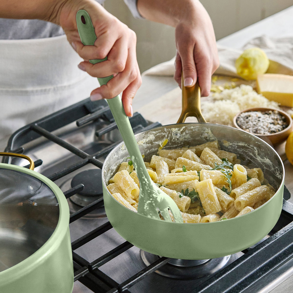 Reserve Pro Uncoated Stainless Steel 12-Piece Cookware Set | Sage - Image 3