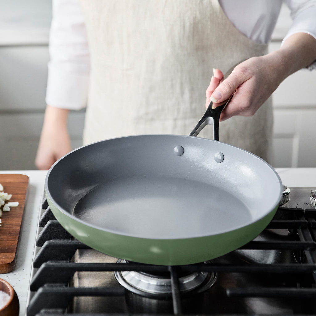 Valencia Pro Ceramic Nonstick 9.5" and 11" Frypan Set | Sage - Image 7