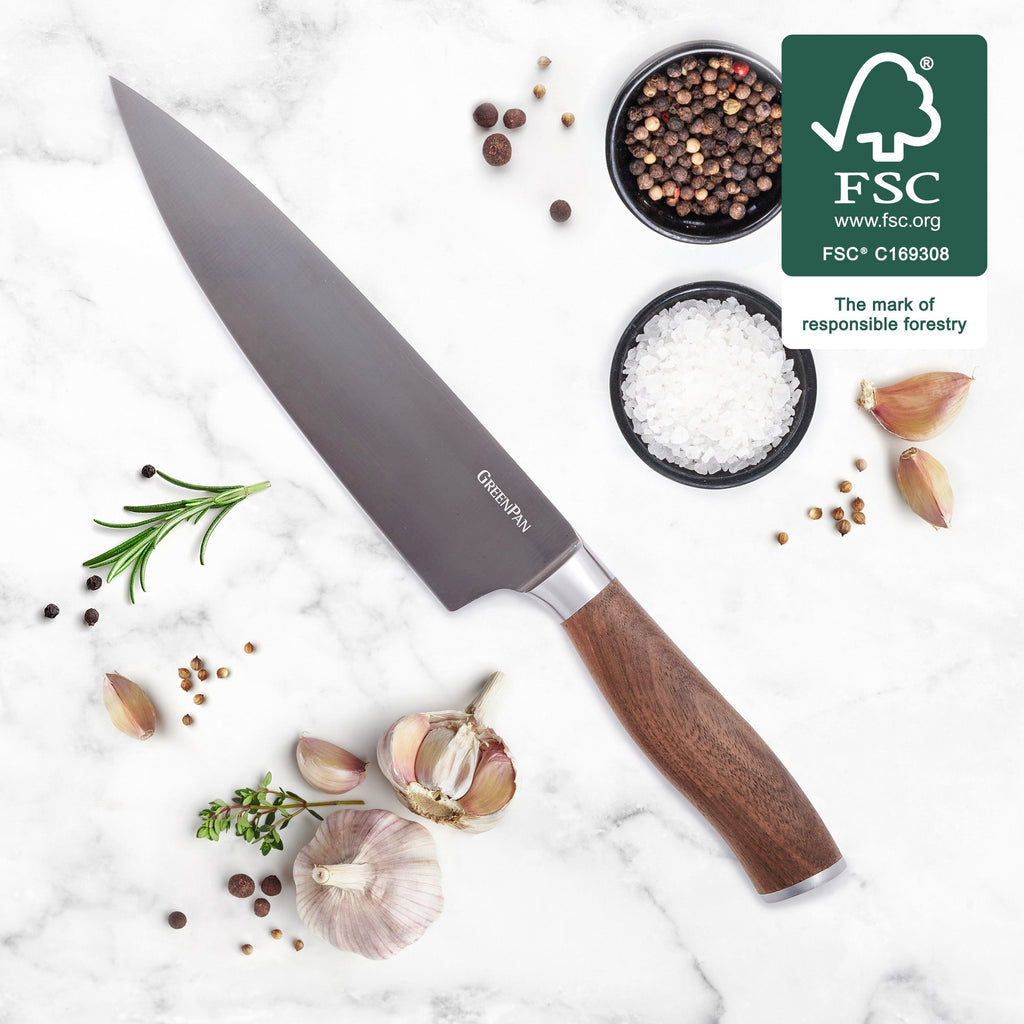 Premiere Titanium Cutlery 8" Chef's Knife with Walnut Handle - Image 2