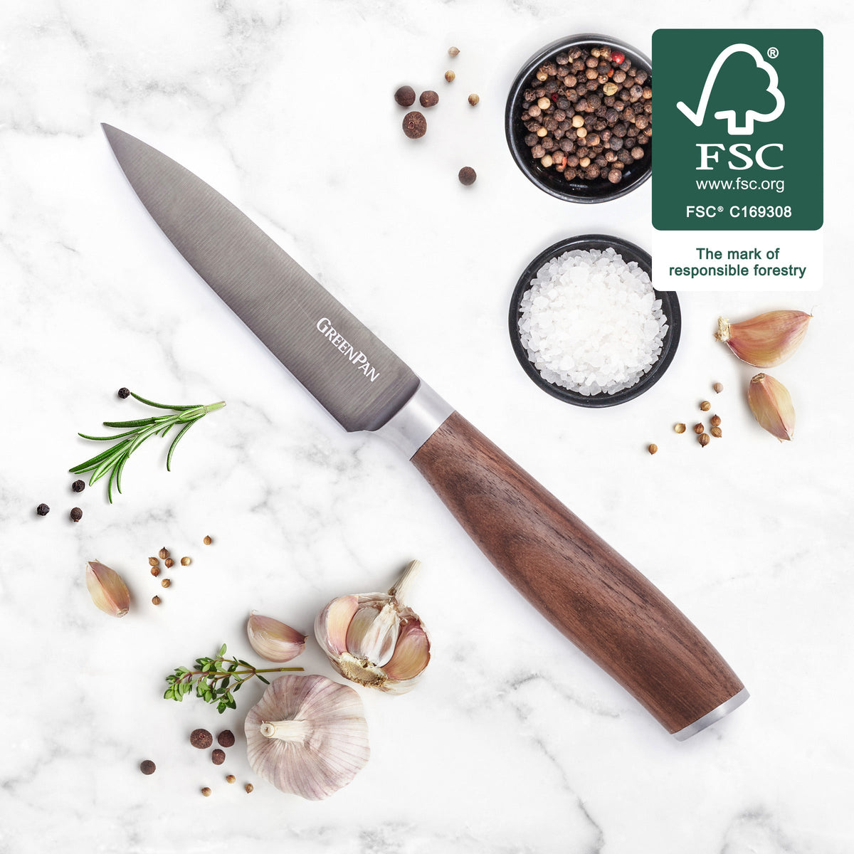 Premiere Titanium Cutlery 4" Paring Knife with Walnut Handle - Image 2