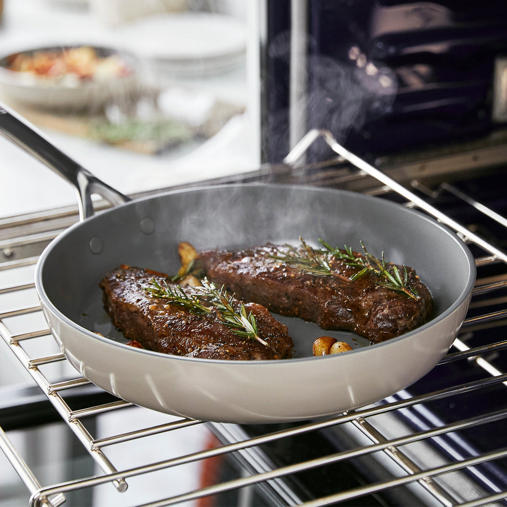GP5 Colors Ceramic Nonstick 9.5" and 11" Frypan Set with Mirror Handles | Taupe - Image 5