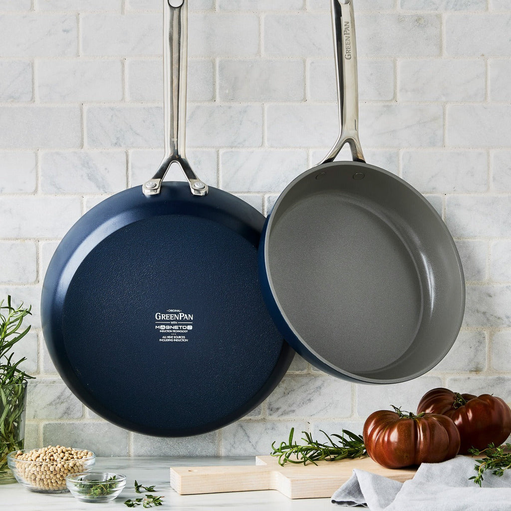 GP5 Colors Ceramic Nonstick 9.5" and 11" Frypan Set with Mirror Handles | Oxford Blue - Image 3