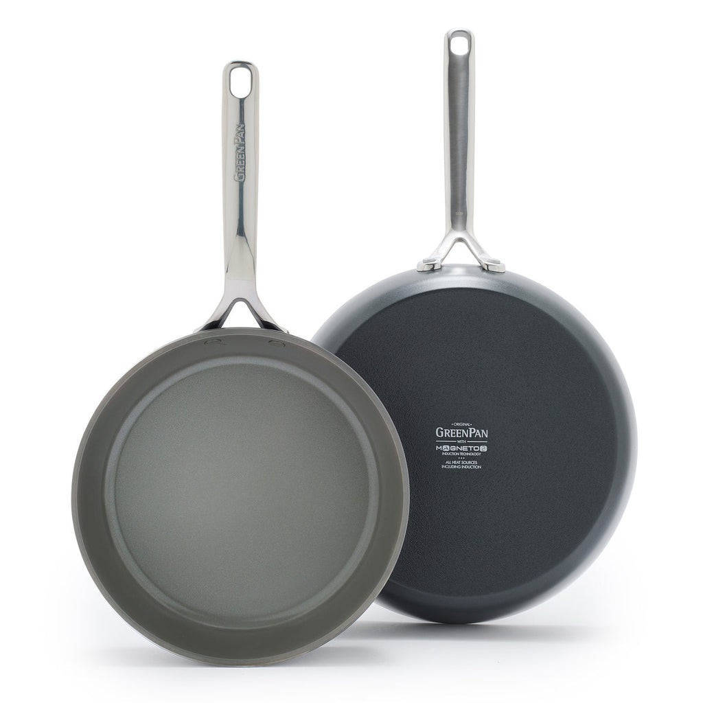 GP5 Colors Ceramic Nonstick 9.5" and 11" Frypan Set with Mirror Handles | Slate - Image 9