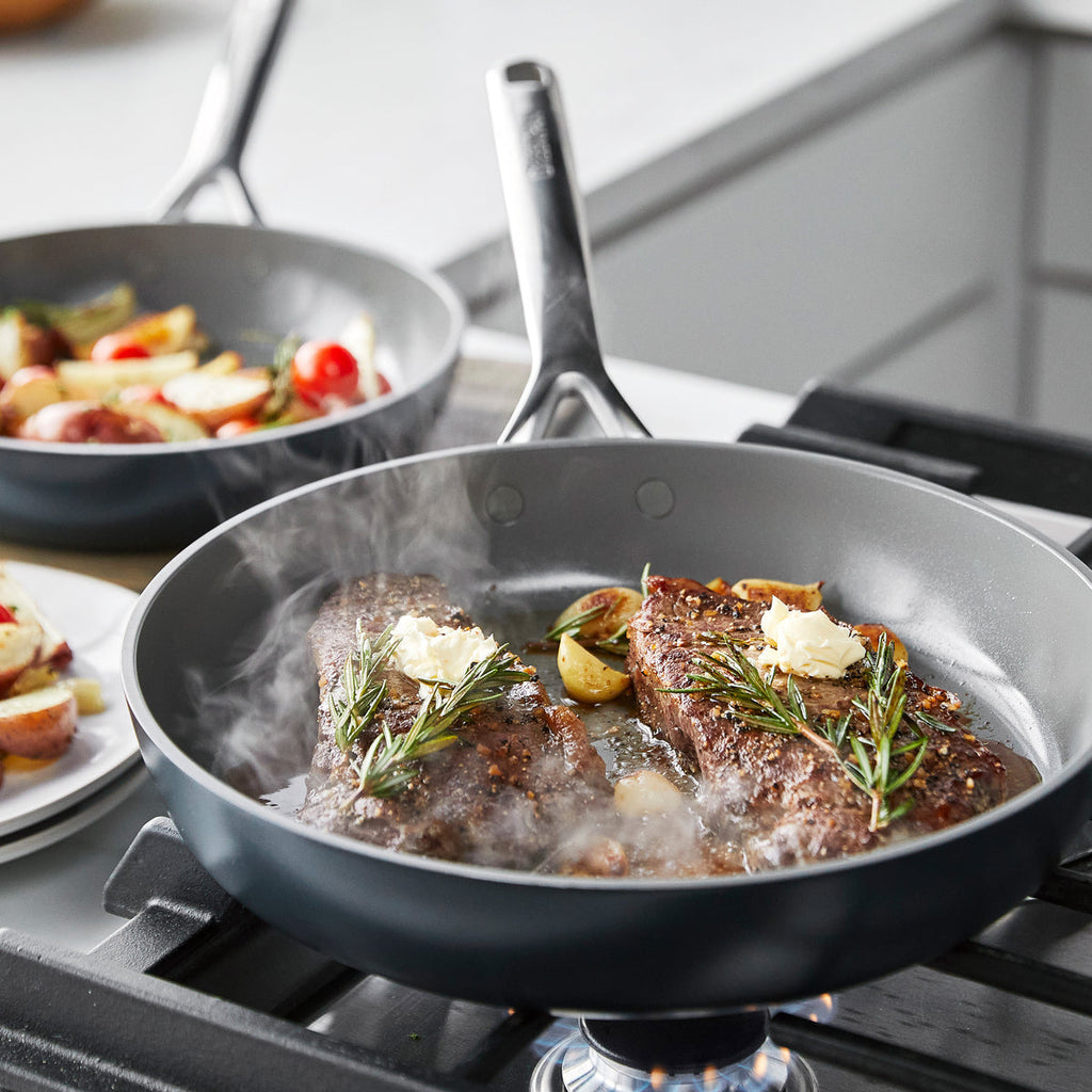 GP5 Colors Ceramic Nonstick 9.5" and 11" Frypan Set with Mirror Handles | Slate - Image 8