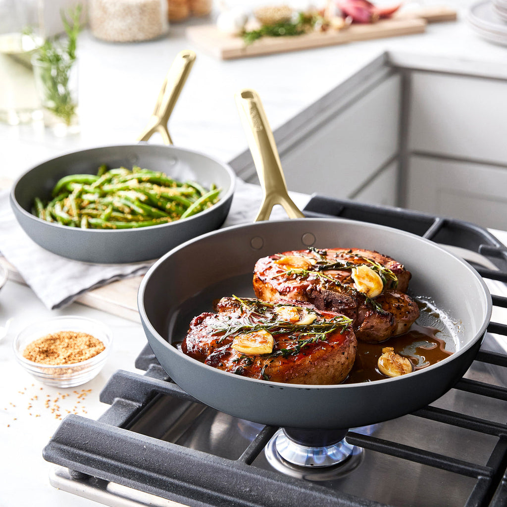 GP5 Colors Ceramic Nonstick 11-Piece Cookware Set with Champagne Handles | Slate - Image 3