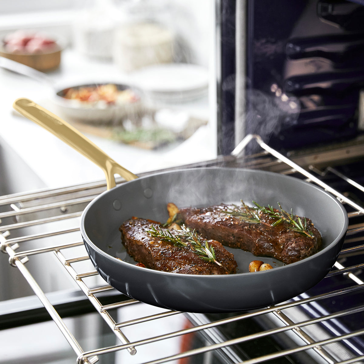 GP5 Colors Ceramic Nonstick 11-Piece Cookware Set with Champagne Handles | Slate - Image 4