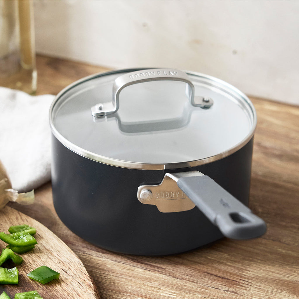 Bobby Flay by GreenPan Professional Ceramic Nonstick 2.53-Quart Saucepan with Lid | Graphite - Image 4