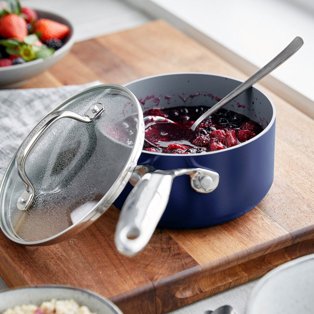 Valencia Pro Ceramic Nonstick 1.5-Quart and 3-Quart Saucepan Set with Lids | Twilight - Image 4