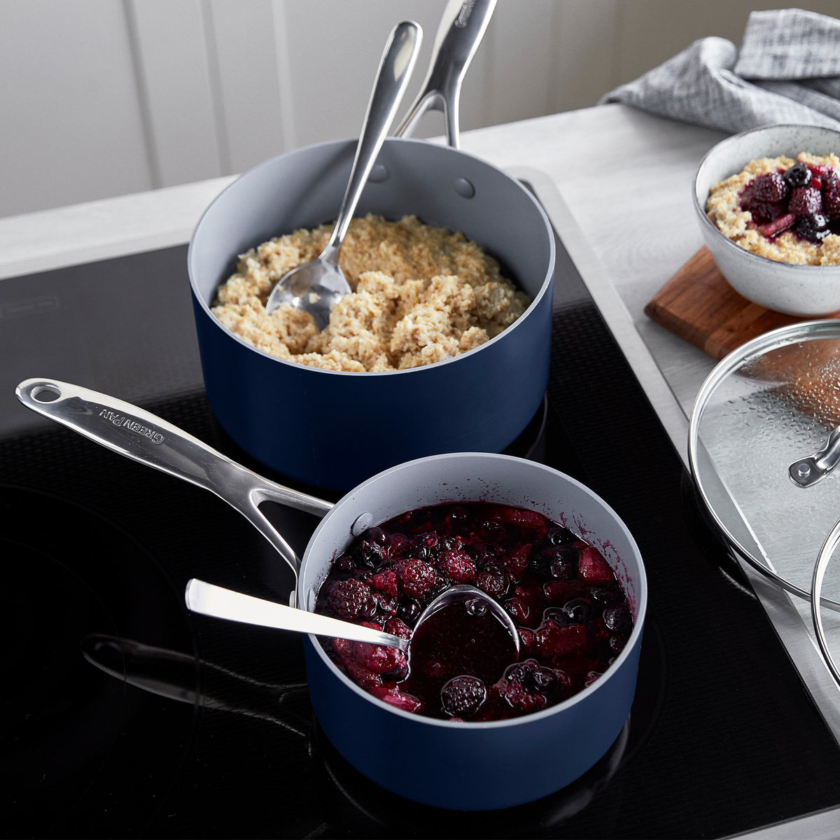 Valencia Pro Ceramic Nonstick 1.5-Quart and 3-Quart Saucepan Set with Lids | Twilight - Image 5