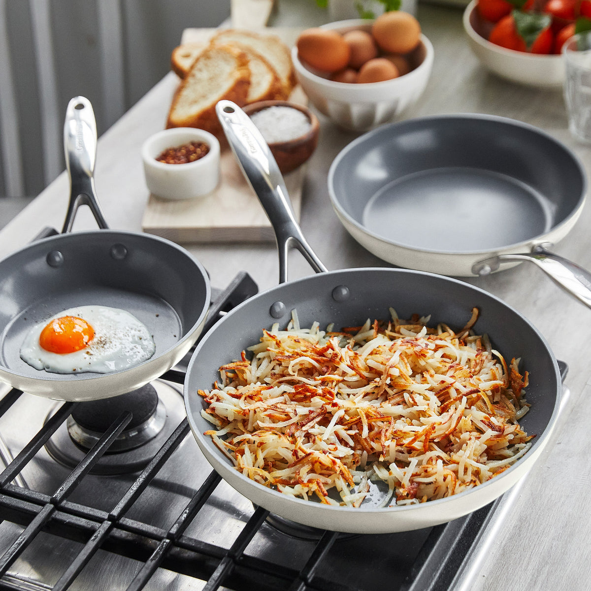 Valencia Pro Ceramic Nonstick 11-Piece Cookware Set | Cream - Image 5