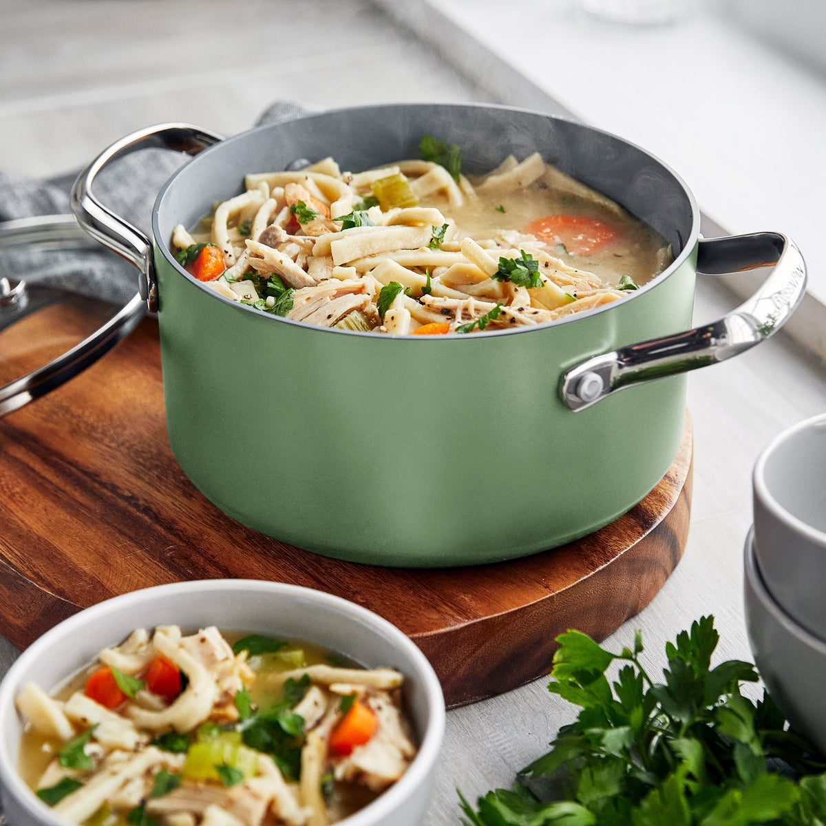 Valencia Pro Ceramic Nonstick 11-Piece Cookware Set | Sage - Image 6